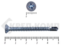 Саморез потай, цинк 4.8 x 50 сверло, DIN 7504P, (4000шт)