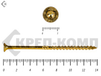 Саморезы Конструкционные, потай Torx, желтый цинк  6.0х140 мм (10 шт) 