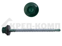 Саморез кровельный 4,8х70 RAL6005, тёмно-зелёный К КРЕП-КОМП (100шт) Фасовка