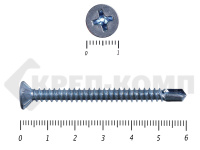 Саморез потай, цинк 5.5 x 60 сверло, DIN 7504P, (2500шт)