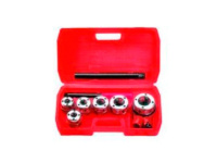 Набор для нарезания резьбы, 9 предметов: 1/4", 3/8", 1/2", 3/4", 1", 5/4", пластмассовый кейс (Hobbi