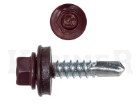 Саморез кровельный 5,5х25 RAL3005, красное вино Kn KENNER (250шт) Фасовка