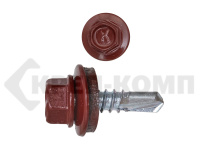 Саморез кровельный 5,5х19 RAL3009, оксидно-красный К КРЕП-КОМП (250шт) Фасовка