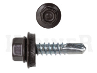 Саморез кровельный 5,5х25 RAL8019, серо-коричневый Kn KENNER (250шт) Фасовка