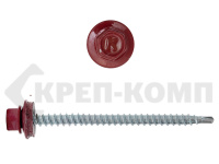 Саморез кровельный 4,8х70 RAL3011, красно-коричневый К КРЕП-КОМП (100шт) Фасовка